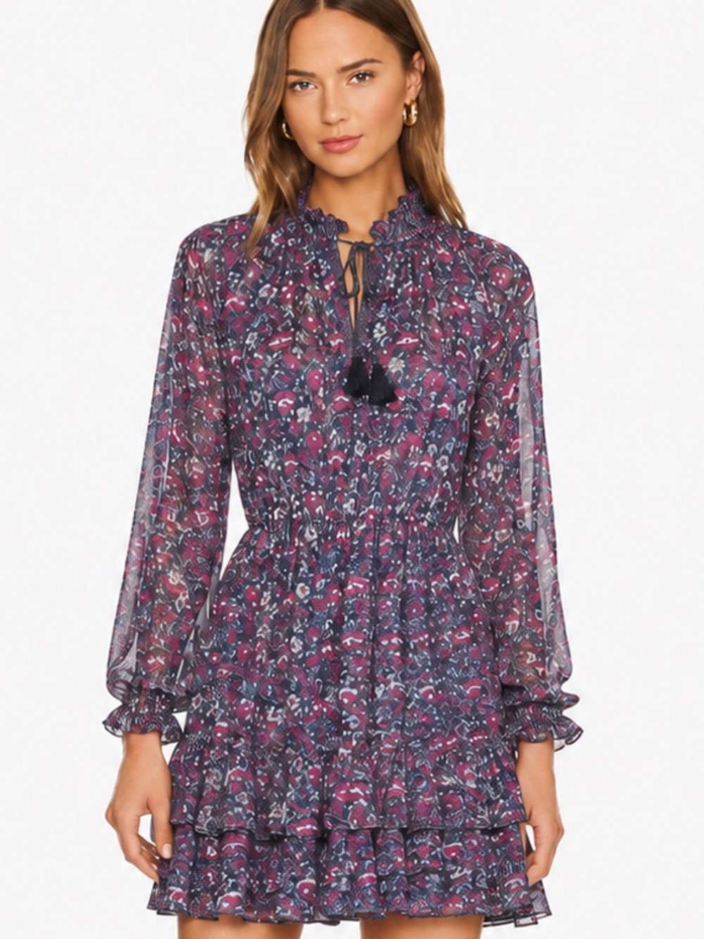 Ulla Johnson Silk Mini Long Sleeve Floral Dress Size 2